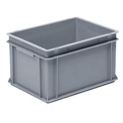 Manutan Plastic box EU base 20 l gray 400 x 300 mm, Quantity: Each