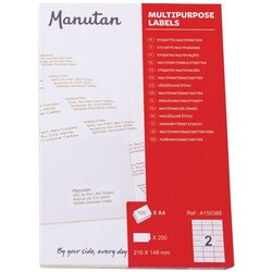 Manutan Self-adhesive labels Manutan A5, Quantity: Each