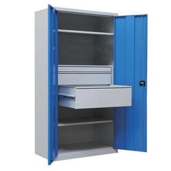 Manutan Metal workshop cupboard - 195x95x50cm - 3 drawers, Quantity: Each