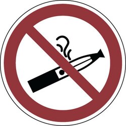Manutan Sign Vaporising e-cigarettes prohibited, ø 30 cm - self-adhesive,
