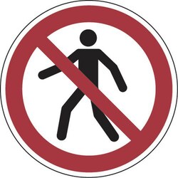 Manutan No pedestrian access sign, ø 10 cm - self-adhesive, Quantity: Each
