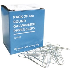 Manutan Paper clip 32 mm with round end Manutan, Quantity: Each