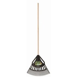 Manutan Leaf rake 64 cm, plastic, wooden handle, 1m35, Quantity: Each