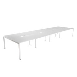 Manutan Edge Eight Person Bench Desk White 1400mm, Quantity: Each