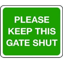 Manutan Self Adhesive Vinyl Please Keep This Gate Shut Sign150x200mm, Quantity: