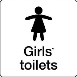 Manutan Black Self Adhesive Vinyl Girls Toilets Sign. HxW300x300mm, Quantity: