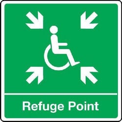 Manutan Self Adhesive Vinyl Refuge Point Sign HxW 300x300mm, Quantity: