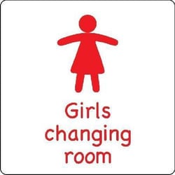 Manutan Red Rigid Plastic Girls Changing Room Sign. 300x300mm, Quantity: