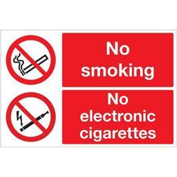 Manutan Vinyl Sign No Smoking No Electronic Cigarettes 200x300mm, Quantity: