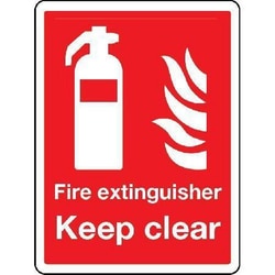 Manutan Aluminium Fire Extinguisher Keep Clear Sign 400x300mm, Quantity:
