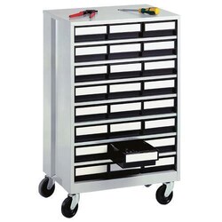 Treston Mobile High Density Storage Cabinet with 24 Grey Drawers, Quantity: