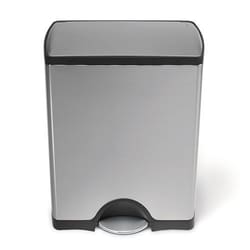 Simplehuman Simplehuman 50L Brushed Steel Rectangular Pedal Bin, Quantity: