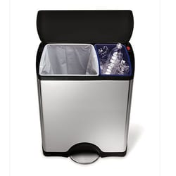 Simplehuman Simplehuman 46L Brushed Steel Rectangular Recycler Pedal Bin,