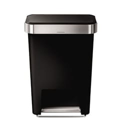Simplehuman Simplehuman 45L Black Rectangular Plastic Pedal Bin, Quantity: