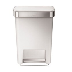 Simplehuman Simplehuman 45L White Rectangular Plastic Pedal Bin, Quantity: