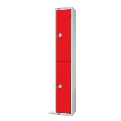 Manutan Red/Grey 2 Door Antibac Locker 1800x300x300mm Hasp Lock, Quantity: