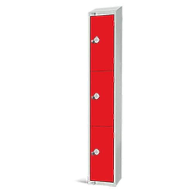 Manutan Red/Grey 3 Door Antibac Locker 1950x300x300mm Hasp/Sloping ...