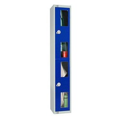 Manutan Blue 2 Door Vision Panel Locker 1800x300x450mm Cylinder Lock, Quantity: