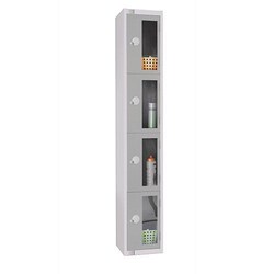 Manutan Light Grey 4 Door Vision Panel Locker 1800x300x300mm Cylinde, Quantity: