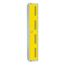 Manutan Yellow 1 Door Perforated Locker 1830x300x450mm Cylinder Lock, Quantity: