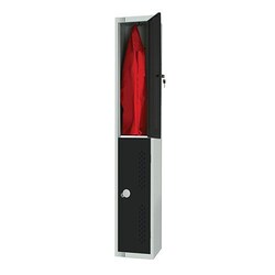 Manutan Black 2 Door Perforated Locker 1830x300x300mm Cylinder Lock, Quantity:
