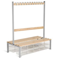 Manutan Grey School Double Sided 12 Hook Bench Seat With Baskets, Quantity: