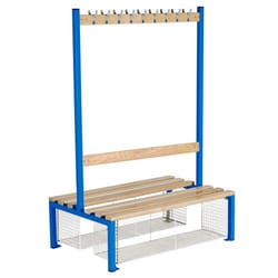 Manutan Blue School Double Sided 9 Hook Bench Seat With Shoe Tray, Quantity: