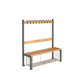 Manutan Dark Grey School Single Sided 9 Hook Bench Seat With Shoe Tr, Quantity: