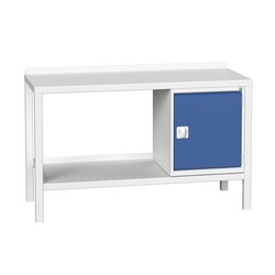 BOTT Verso Welded Bench With Cupboard Steel Top 1500x600x910mm, Quantity: