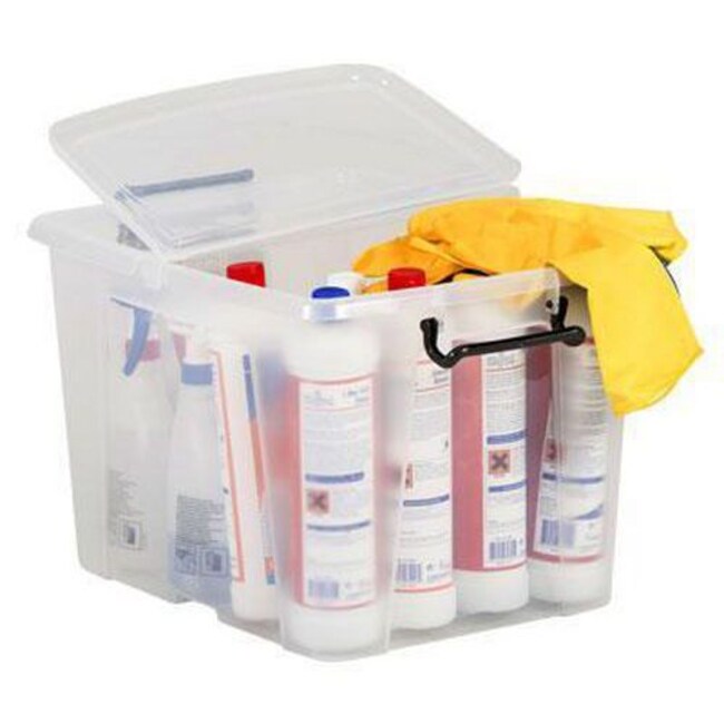 Manutan 65 L Storemaster Box with Folding Lid and Clip Handles ...