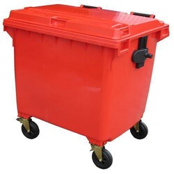 Manutan Red 1100 L Wheeled Bin, Quantity: Each
