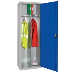 Manutan Blue Slim Twin Clothing Cupboard 1830x610x457mm, Quantity: Each