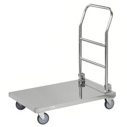 Manutan Stainless Steel Folding Handle Platform Truck 825x520mm, Quantity:
