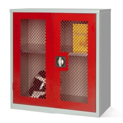 Manutan Red Mesh Door Cupboard with 1 Shelf 1000x915x457mm, Quantity: Each