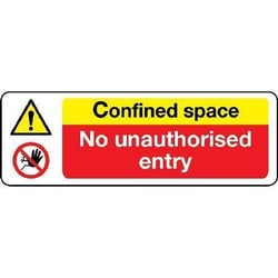 Manutan Self Adhesive Vinyl Confined Space No Entry HxW 600x400mm, Quantity: