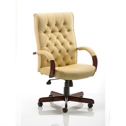 Manutan Chesterfield Tufted Exec Office Chair Cream Assembled, Quantity: