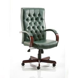 Manutan Chesterfield Tufted Executive Office Chair Green, Quantity: Each
