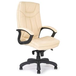 Manutan Hudson High Back Faux Leather Managers Armchair Cream, Quantity: