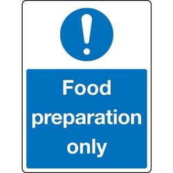 Manutan Self Adhesive Vinyl Food Preparation Only Sign HxW 200x150mm, Quantity:
