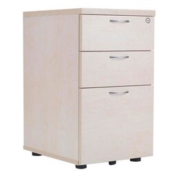 Manutan Maple 3 Drawer Desk High Pedestal HxWxD 730x404x600mm, Quantity: