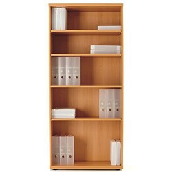 Manutan Beech Tall Open Bookcase 4 Shelves HxWxD 2000x800x450mm, Quantity:
