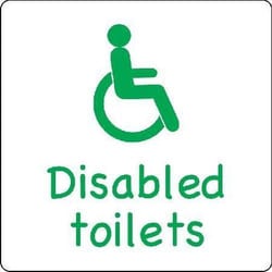 Manutan Green Self Adhesive Vinyl Disabled Toilets Sign. 300x300mm, Quantity:
