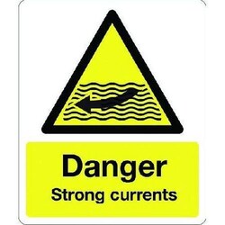 Manutan Self Adhesive Vinyl Danger Strong Currents Sign 100x300mm, Quantity: