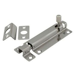 Manutan Straight Barrel Bolt 80 x 38mm Polished StainlessSteel, Quantity: