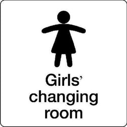 Manutan Black Rigid Plastic Girls Changing Room Sign. 150x150mm, Quantity: