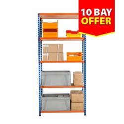 Manutan Rapid 2 10 Bay Offer 1830h x 915w x 610d Blue&Orange, Quantity: