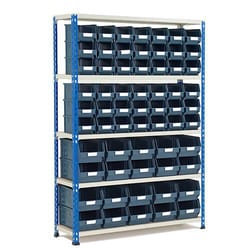 Manutan 62 Budget Bin Bay 1600hx1120wx305mmd 62 YELLOW Bins All Blue, Quantity: