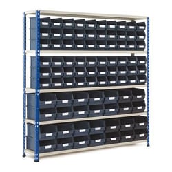 Manutan 88 Budget Bin Bay 1600hx1525wx305mmd 88 YELLOW Bins All Blue, Quantity:
