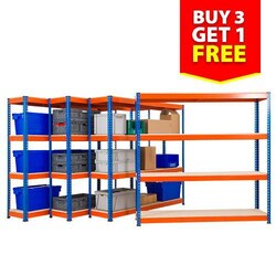 Manutan Rapid 1 Buy 3 get 1 free 1830 x1830 x 455mmd Blue& Oran, Quantity: