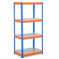 Manutan Rapid 1 1980hx915wx915mmd Blue/Orange 5 Galvanized Shelves, Quantity: